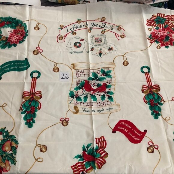 🛒 $4 - Vintage Fabric DIY Material - 1 yard Christmas Applique Panel #26 - Picture 3 of 4